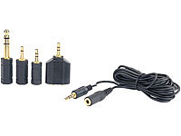 Q-Sonic Audio-Adapter-Set "Gold Edition" mit Klinke-Verlängerung (3 m); Audiosplitter, Audio-VerteilerY-Adapter KopfhörerDoppelstecker KopfhörerKlinken-VerteilerKopfhörer-Splitter-AdapterKlinke-SplitterY-Adapter KlinkeKlinkenbuchsen Buchsen Audiokabel Stereoanlagen MP3s Player Anschlüsse Earphones Headsets WeichenKlinkenverteiler3,5mm-Klinke-AdapterAdapterkabelAudio-Splitter KlinkeAudio-Y-SplitterDoppler Ohrhörer Splitterkabel männliche weibliche Computer Klinkenanschlüsse HeadphonesKlinkenkabelVerlängerungskabel Anschlusskabel Verbinder Klinkenkupplungen 