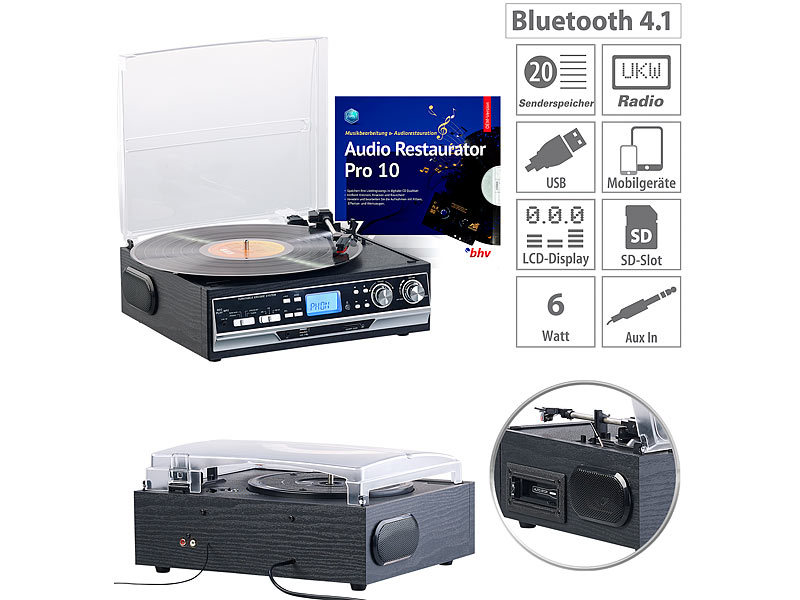 ; USB-Plattenspieler mit Kassetten-Deck USB-Plattenspieler mit Kassetten-Deck USB-Plattenspieler mit Kassetten-Deck 